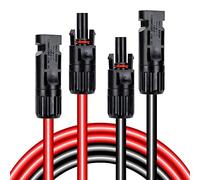 Cable de Extensión Solar 4mm²/12AWG 3m Cable Panel Solar Cable Fotovoltaico con Conector para Generador Adaptador de Placa Solar Rojo Negro 2 Piezas