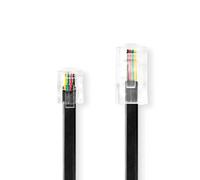 Cable de extensión telefónico | RJ11 Macho | RJ45 macho | 5.00 m | Diseño del cable: Plano | Chapado: Chapado en oro | Tipo de cable: RJ11 | Negro