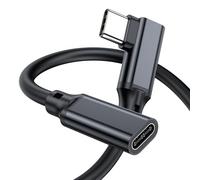 Cable de extensión tipo C de ángulo recto de 90 grados, 6.6 pies, USB 3.1 (10 gbps) USB C macho a hembra extensión PD240W de carga para MacBook Pro/iPad Mini 2021, M1 Air, iPad Pro, Dell XPS Surface
