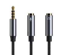 Cable de extensión trenzado de nailon para compartir audio y comunicación, adaptador divisor de auriculares con divisor en Y de 3,5 mm hembra a 2