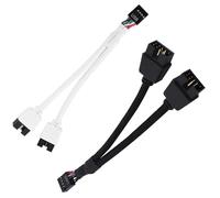 Cable de Extensión USB 2.0 de 9 Pines para Placa Base, 2 PCS Cable Divisor USB 2.0, USB Divisor de 1 en 2 Salidas, USB Placa Base (Blanco y Negro)