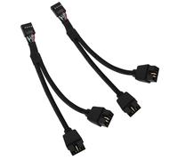 Cable de Extensión USB 2.0 de 9 Pines para Placa Base, 2 PCS Divisor USB 2.0 Negro, USB Divisor de 1 en 2 Salidas, Cable USB Placa Base