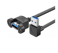 Cable de extensión USB 3.0 en ángulo de 90 grados USB 3.0 hembra a hembra, cable adaptador con montaje en panel de tornillo para computadora PC