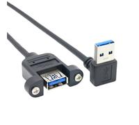 Cable de extensión USB 3,0, extensor macho a hembra, montaje en Panel de tornillo blindado doble, codo izquierdo de 90 grados hacia abajo y derecho, 2 uds.(USB 3.0 down,0.6 meter)