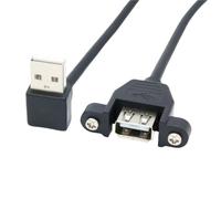 Cable de extensión USB 3,0, extensor macho a hembra, montaje en Panel de tornillo blindado doble, codo izquierdo de 90 grados hacia abajo y derecho, 2 uds.(USB 2.0 down,0.3 meter)