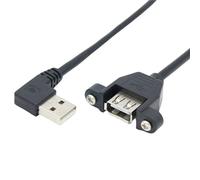 Cable de extensión USB 3,0, extensor macho a hembra, montaje en Panel de tornillo blindado doble, codo izquierdo de 90 grados hacia abajo y derecho, 2 uds.(USB 2.0 left,1m)
