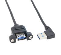 Cable de extensión USB 3,0, extensor macho a hembra, montaje en Panel de tornillo blindado doble, codo izquierdo de 90 grados hacia abajo y derecho, 2 uds.(USB 3.0 left,0.3 meter)