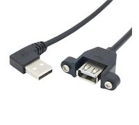 Cable de extensión USB 3,0, extensor macho a hembra, montaje en Panel de tornillo blindado doble, codo izquierdo de 90 grados hacia abajo y derecho, 2 uds.(USB 2.0 right,0.3 meter)