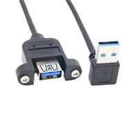 Cable de extensión USB 3,0, extensor macho a hembra, montaje en Panel de tornillo blindado doble, codo izquierdo de 90 grados hacia abajo y derecho, 2 uds.(USB 3.0 up,0.3 meter)