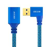 Cable de extensión USB-A con exterior trenzado, doblado hacia la izquierda | Conectores chapados en oro y conductores de cobre, compatibilidad con USB 2.0 y USB 1.1, para periféricos