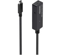 Cable de extensión USB-C 3.2 amplificado negro (5 m) - AISENS