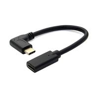 Cable de extensión USB-C de 20 cm USB-C tipo C macho a hembra USB 3.1 Extensor de cable corto para Nintendo Switch, Macbook y más, negro (90 grados)