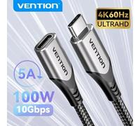 Cable USB-C Vention TABHF 1m 60W 5Gbps Trenzado Aluminio Gris