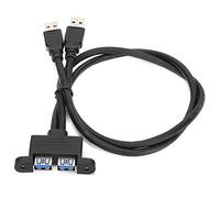 Cable de Extensión USB Línea de Conversión de Deflector Externo de Doble Puerto con Orificio para Tornillo de Oreja, Cable de Extensión USB 3.0 Doble Código Adaptador Macho a Hembra (50cm)