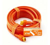 Cable de extensión XT60 de 12AWG de 25 pies hembra a macho conductor de | Correas de gancho y bucle moldeadas de una sola pieza de color naranja de alta visibilidad para la central eléctrica Anker