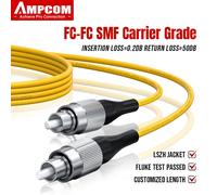 Cable de Fibra Óptica AMPCOM FC a FC Monomodo Simplex UPC 9/125μm, OS1/2 SMF 1/2/3/5/10/15 Metros LSZH OFNR OD 2.0mm