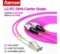 Cable de Fibra Óptica AMPCOM LC a FC UPC OM4, 40G Multimodo Dúplex, 50/125μm, OD 2.0mm, LSZH OFNR, 1-30 Metros OD 2.0mm