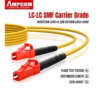 Cable de fibra óptica AMPCOM LC a LC puente de fibra óptica monomodo Simplex UPC 9/125μm, OS1/2 SMF LSZH OFNR OD 2.0mm