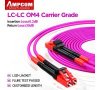 Cable de Fibra Óptica AMPCOM LC a LC UPC OM4, 40G Multimodo Dúplex, 50/125μm, OD 2.0mm, LSZH OFNR, 1-30 Metros OD 2.0mm