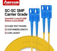 Cable de Fibra Óptica AMPCOM SC a SC UPC, Monomodo Dúplex SMF 9/125μm, Sensible a la Curvatura, 3.0mm OD 3.0 mm