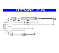 Cable de freno de mano ATE 24.3727-1086.2, derecha