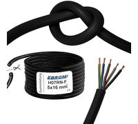 Cable de goma flexible H07RN-F 5 x 16 mm² negro para estación de carga de pared, caja de carga para coche eléctrico, conexión a la estación de carga, 5 x 16 mm² al metro exacto, en incrementos de 1
