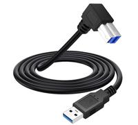 Cable de impresora USB 3.0 con ángulo de 90 grados, USB 3.0 tipo A macho a B macho para impresora HP Epson, Dell, Canon, Lexmark, Xerox, Bruder, Samsung (1,5 m) (izquierda)