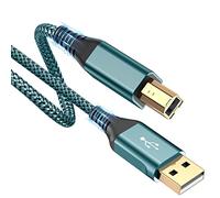 Cable de impresora USB 5 m, cable de escáner USB 2.0 tipo B, cable USB A a USB B, cable de impresora compatible con HP, Dell, Canon, Epson, Lexmark, Xerox, Brother, Samsung, Pixma (verde)
