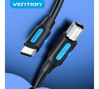 Cable de impresora Vention USB C a USB para MacBook Pro, escáner, máquina de fax, impresora HP, Canon, Dell, Samsung, cable de impresión tipo C 2,0 PVC Shell Black 2.0