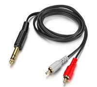 Cable de inserción de 6,35 mm TRS macho a doble RCA Audio Y-Splitter Cable estéreo de 1/4 pulgadas a 2 conectores RCA chapados en oro Cable divisor en Y