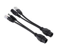 Cable de Inyector POE No Estándar, Divisor Impermeable Duradero DC12V para Expansión de Red Flexible, Paquete de 2, Color Negro (BLACK)