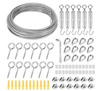 Cable de jardín de 35 m y 3 mm para plantas trepadoras - Cable de acero inoxidable 304 con tensores de alambre para colgar luces de cadena, setos de vallas, soporte de plantas, enrejado, luces al aire