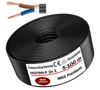MAS Premium 5-500m Cable de goma Energíakabel Cable de obra H07RN-F 1x 1,5, 4, 6, 10, 16, 25, 35, 50 y 2x1 Flexible para dispositivos pesados (H07RN-F 2x1 mm², 10m)