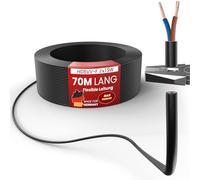 Cable de manguera de plástico H05VV-F de 5 a 100 m, 2 x 0,75; 2 x 1,5 o 2 x 2,5 cm, color negro flexible (H05VV-F 2 x 1 SW, 70 m)