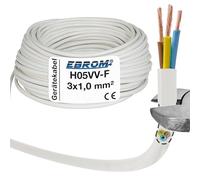 Cable de manguera H05VV-F 3G1 mm² - 3 x 1,0 mm² - Blanco - 10/25/50 o 100 metros a elegir - Su selección: 3 x 1 mm² - Longitud: 100 metros