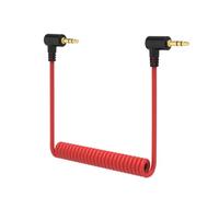 Cable de micrófono en espiral TRS de 3,5 mm para DJI Mic 2, Rode Wireless PRO/GO II/ME, cable de conexión en ángulo recto, elástico de 20 cm a 70 cm, cable de audio chapado en LCD para cámara