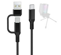 Cable de micrófono USB A/C a tipo C compatible con Fifine AmpliGame A6V/A6T/ AM8/ K688/ A8, HyperX SoloCast, QuadCast 2/S/2 S, Logitech G Yeti GX, Tonor TC30, Elgato Wave 3, Wave Neo Mic (6.6 pies)