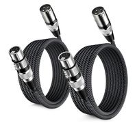 Cable de Micrófono XLR 2 Paquetes 3 M, Cable de Micrófono X/LR Macho a XLR Hembra, Cables Blindados Balanceados de 3 Pines, para Amplificador, Mezclador, Estudio de Grabación, Sistemas de Altavoces