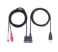 Cable de Montaje Empotrado USB RCA 1M USB 2.0 Macho a Hembra y 2 RCA Macho a 3,5mm Hembra Extensión Tablero de Panel AUX Audio Estéreo para Coche, Barco, Camión, Yate, Moto, Vehículo (1 Metro)