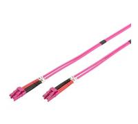 Cable de parche LWL, dúplex, conector LC > LC, multimodo OM4 violeta claro