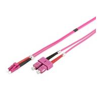 DIGITUS DK-2532-10-4, Cable de fibra óptica OM4, 10 m, LC a SC, Cable de fibra óptica dúplex, 1/10/40/100 Gbit/s, Cable LAN de fibra óptica multimodo MM, Tipo de fibra: 50/125 µ, Violeta