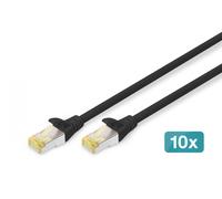 Cable de parche (patch cord) RJ45-RJ45, cat.6A, S/FTP, AWG 26/7, LSOH, 1m, negro, 10 unidades