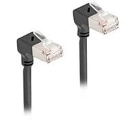 Cable de parche RJ-45 Cat.6a S/FTP, Slim 90° angular negro