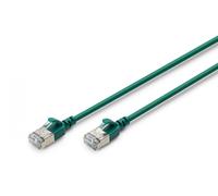 Cable de parche RJ45-RJ45 slim, Cat. 6A, F/FTP, AWG 32/7, LSOH, 0.3 m, verde