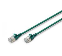 Cable de parcheo slim RJ45-RJ45, Cat. 6A, F/FTP, AWG 32/7, LSOH, 0.5 m, verde