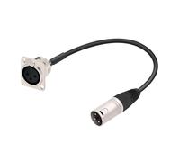 Cable de paso de montaje en Panel XLR tipo D a conector, convertidor hembra a macho de 3 pines Compatible con micrófono de 0,3 M-15M(C1029-D1014MSLBK,0.3m)