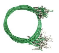 Cable de pesca de acero inoxidable de alta resistencia, guías con giros y cierres, 20 unidades, para hasta 45 kg., verde