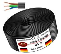 Cable de plástico flexible H05VV-F 3G0,75; 3G1; 3G1,5 o 3G2,5, color negro, 25 m.