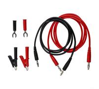 Cable de prueba para conector banana, 4 mm, PVC, cobre, 1 m de largo | Juego de 6 piezas, 2 cables, 2 cocodrilos, 2 conectores en U, ideal para multimenters y pruebas de laboratorio