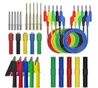 Cable de prueba para multímetro de 4 mm, 5 colores, juego de 30 cables de prueba con pinzas de cocodrilo, soporte de sonda y manguera de conexión, etc. para multímetros, comprobadores de tensión,